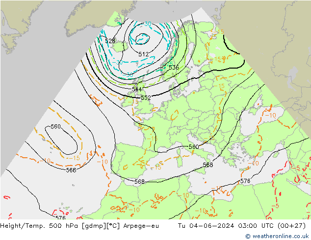 Height/Temp. 500 hPa Arpege-eu Ter 04.06.2024 03 UTC