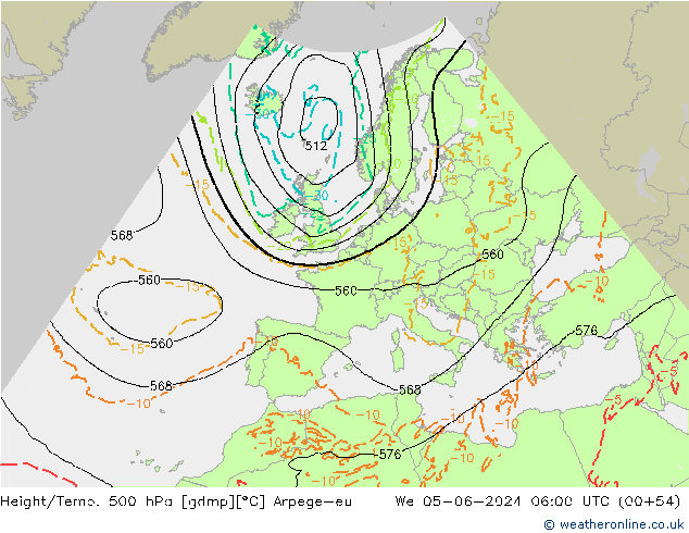 Height/Temp. 500 hPa Arpege-eu St 05.06.2024 06 UTC