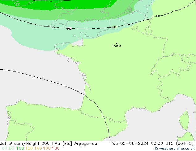 Jet stream Arpege-eu Qua 05.06.2024 00 UTC