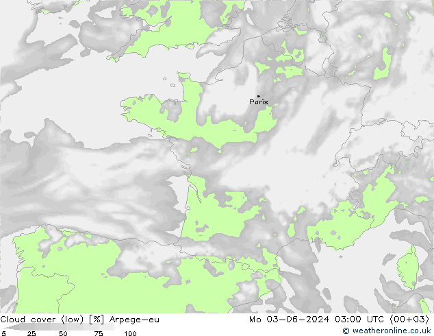 Bulutlar (düşük) Arpege-eu Pzt 03.06.2024 03 UTC