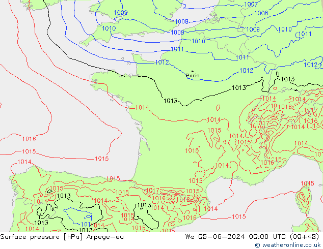 Surface pressure Arpege-eu We 05.06.2024 00 UTC