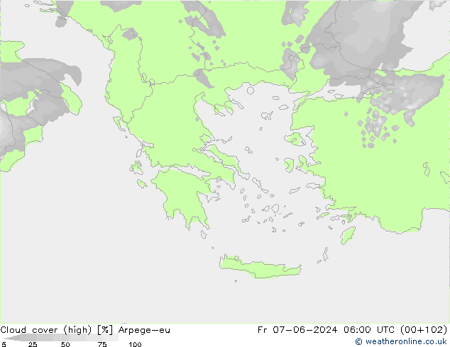 Bulutlar (yüksek) Arpege-eu Cu 07.06.2024 06 UTC