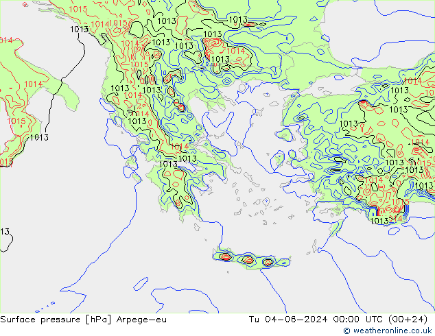 Surface pressure Arpege-eu Tu 04.06.2024 00 UTC