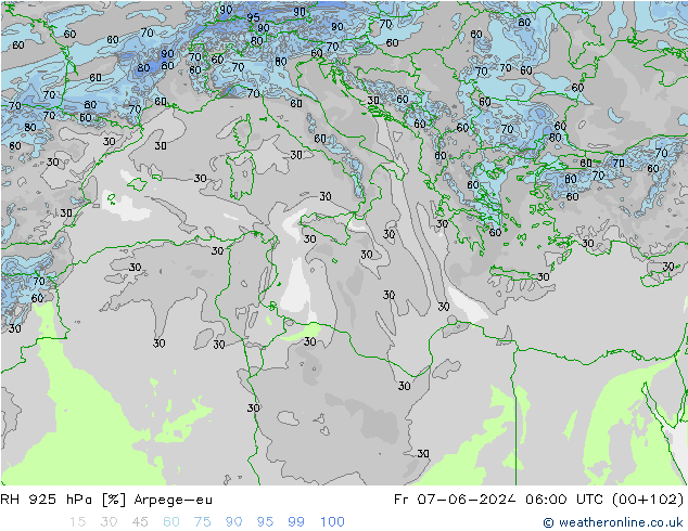 RV 925 hPa Arpege-eu vr 07.06.2024 06 UTC