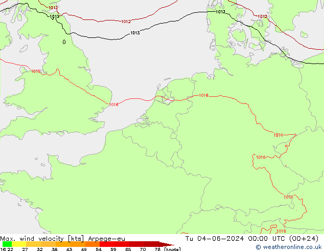 Windböen Arpege-eu Di 04.06.2024 00 UTC