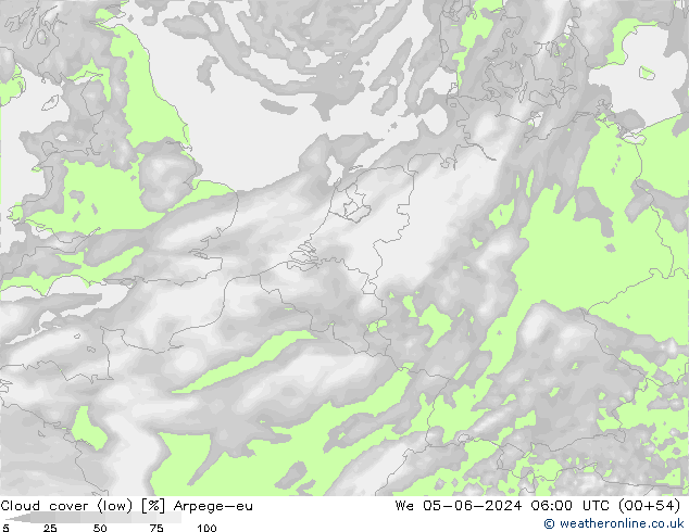 Nubes bajas Arpege-eu mié 05.06.2024 06 UTC