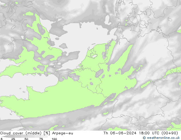 Nubes medias Arpege-eu jue 06.06.2024 18 UTC
