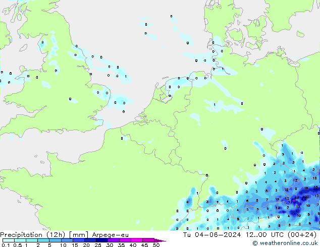 Nied. akkumuliert (12Std) Arpege-eu Di 04.06.2024 00 UTC