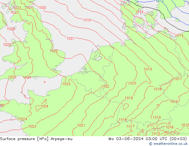 Luchtdruk (Grond) Arpege-eu ma 03.06.2024 03 UTC