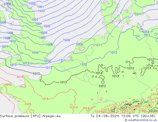 приземное давление Arpege-eu вт 04.06.2024 12 UTC