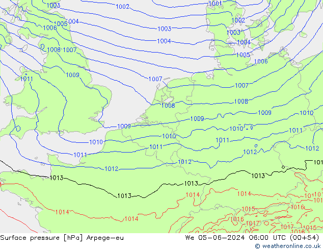 приземное давление Arpege-eu ср 05.06.2024 06 UTC