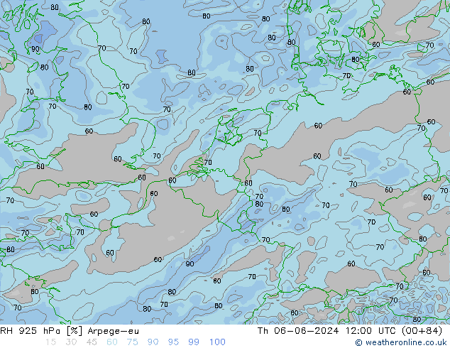 RH 925 hPa Arpege-eu Th 06.06.2024 12 UTC