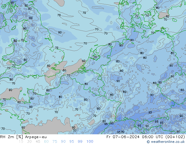 RH 2m Arpege-eu Fr 07.06.2024 06 UTC