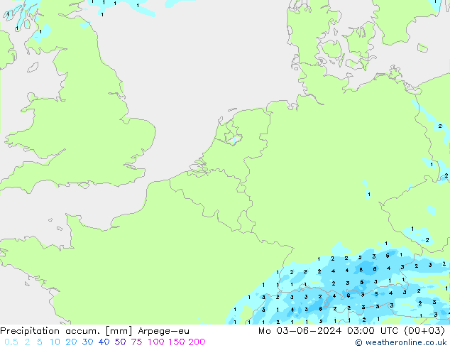 Nied. akkumuliert Arpege-eu Mo 03.06.2024 03 UTC