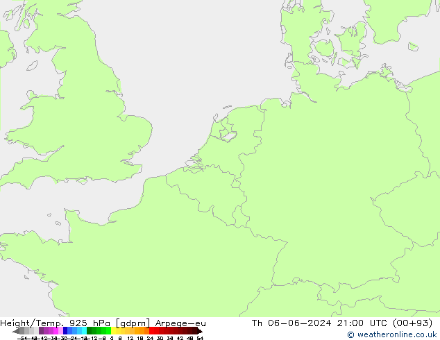 Hoogte/Temp. 925 hPa Arpege-eu do 06.06.2024 21 UTC