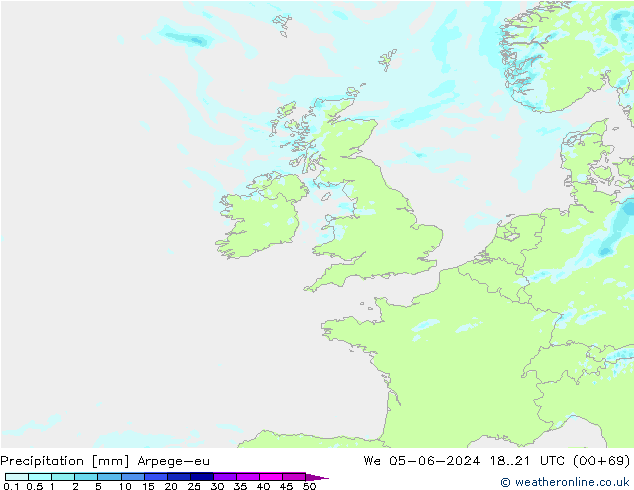 Precipitation Arpege-eu We 05.06.2024 21 UTC