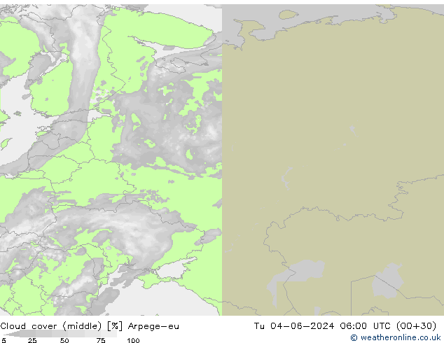 облака (средний) Arpege-eu вт 04.06.2024 06 UTC