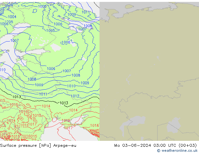 Pressione al suolo Arpege-eu lun 03.06.2024 03 UTC