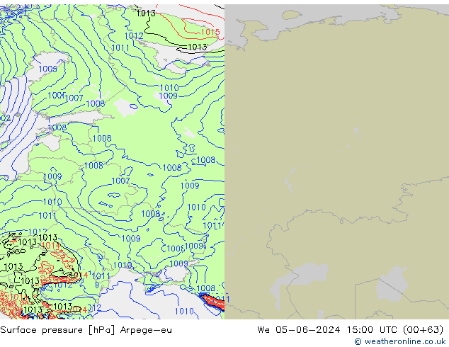 Atmosférický tlak Arpege-eu St 05.06.2024 15 UTC