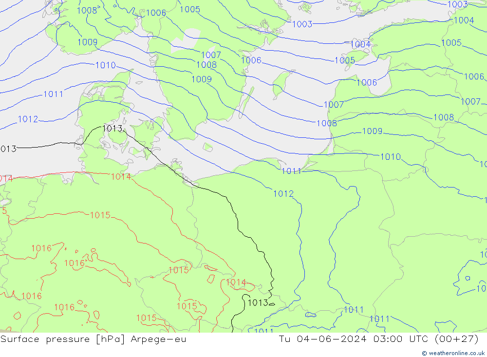 приземное давление Arpege-eu вт 04.06.2024 03 UTC