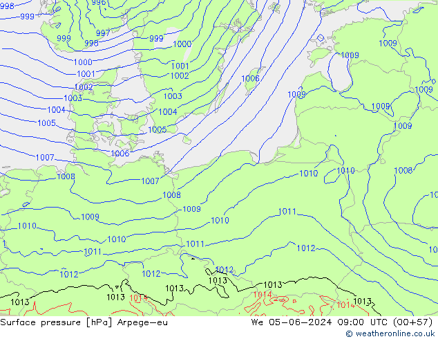 Atmosférický tlak Arpege-eu St 05.06.2024 09 UTC