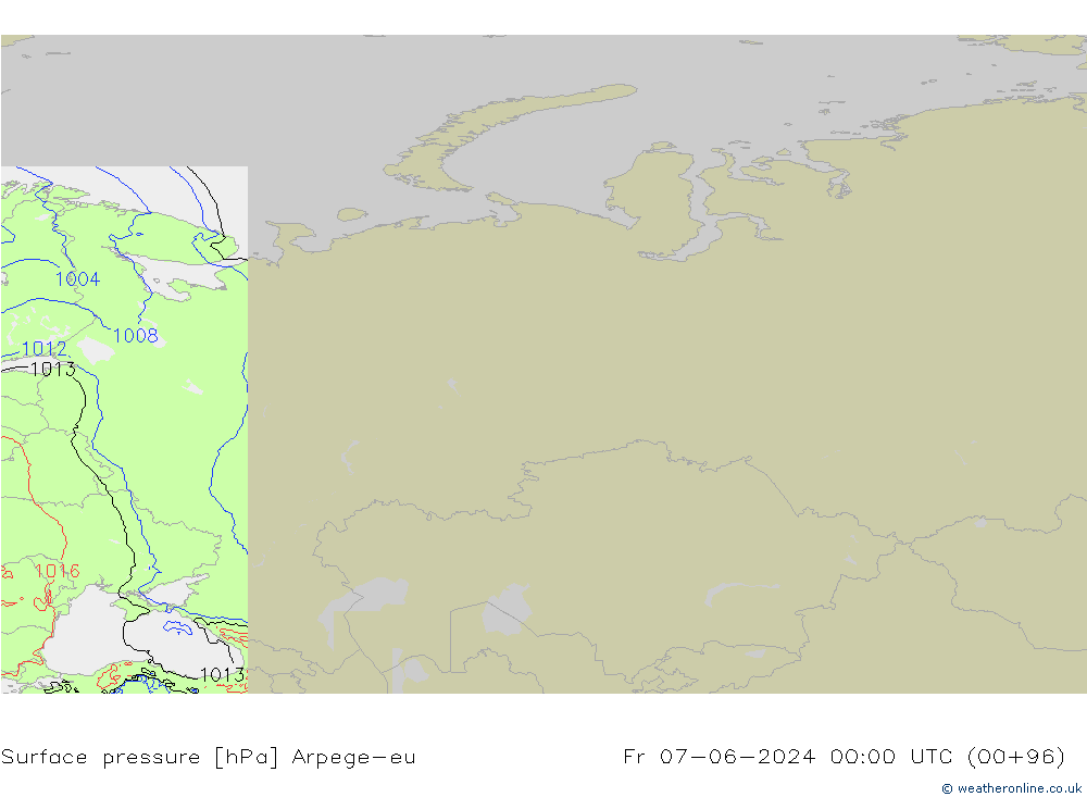 приземное давление Arpege-eu пт 07.06.2024 00 UTC