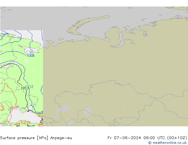Yer basıncı Arpege-eu Cu 07.06.2024 06 UTC