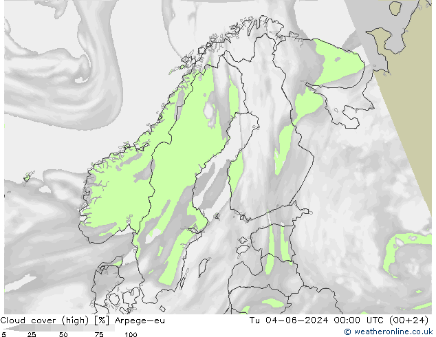 vysoký oblak Arpege-eu Út 04.06.2024 00 UTC