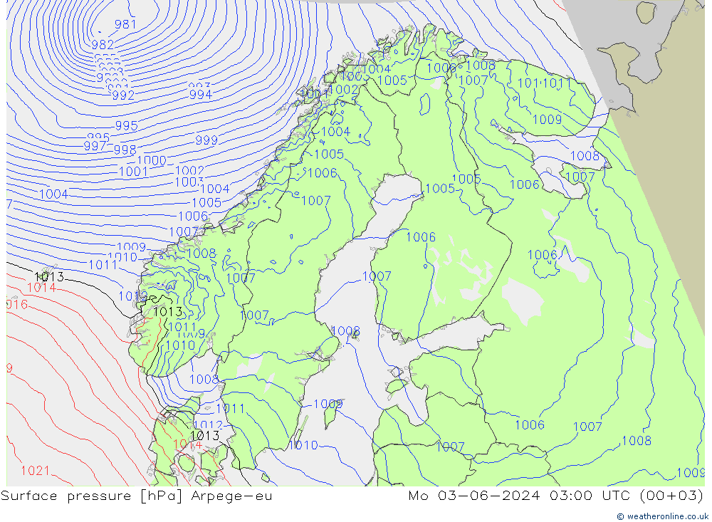 Yer basıncı Arpege-eu Pzt 03.06.2024 03 UTC