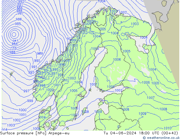 pression de l'air Arpege-eu mar 04.06.2024 18 UTC