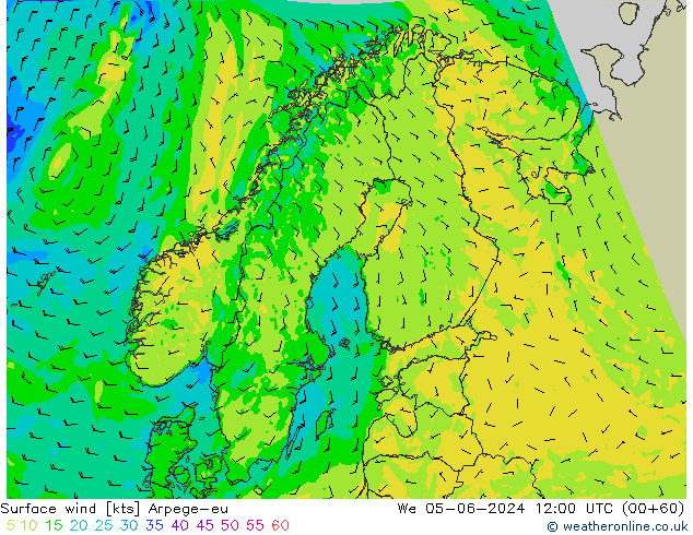 Surface wind Arpege-eu St 05.06.2024 12 UTC