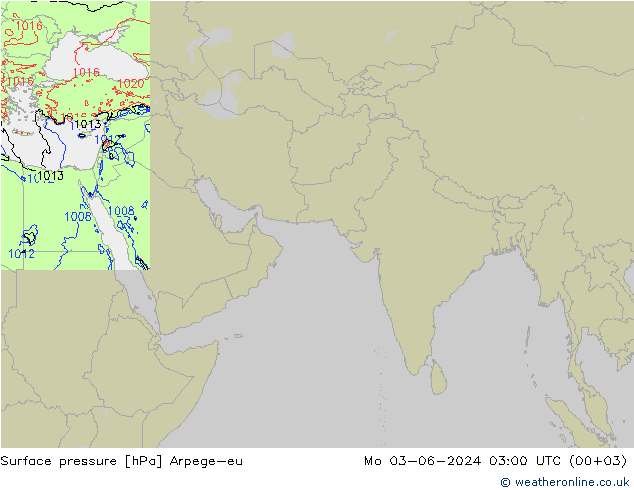 地面气压 Arpege-eu 星期一 03.06.2024 03 UTC