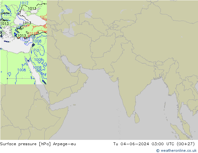 приземное давление Arpege-eu вт 04.06.2024 03 UTC