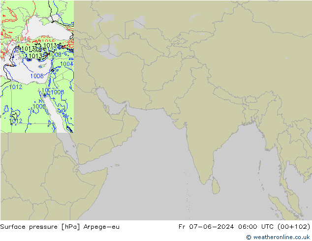 Presión superficial Arpege-eu vie 07.06.2024 06 UTC