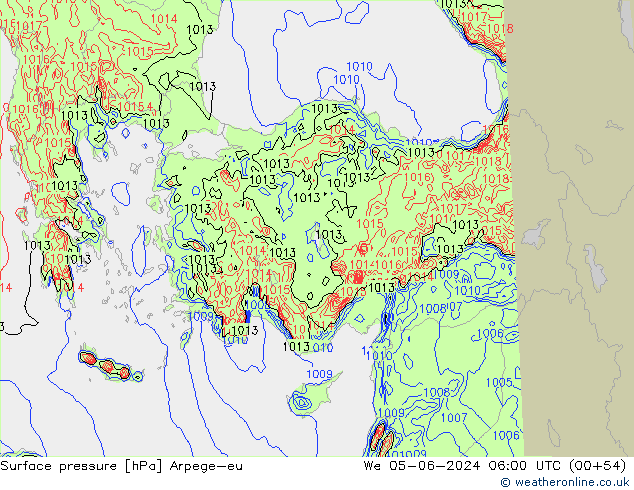 pressão do solo Arpege-eu Qua 05.06.2024 06 UTC