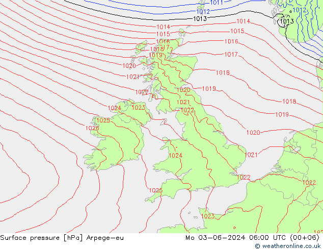 Presión superficial Arpege-eu lun 03.06.2024 06 UTC