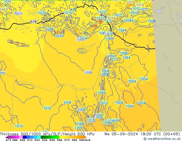 Thck 500-1000hPa Arpege-eu We 05.06.2024 18 UTC