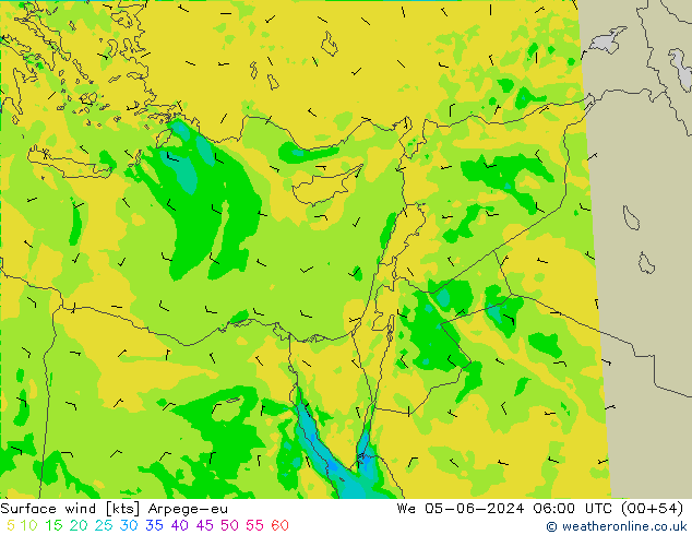 Surface wind Arpege-eu St 05.06.2024 06 UTC