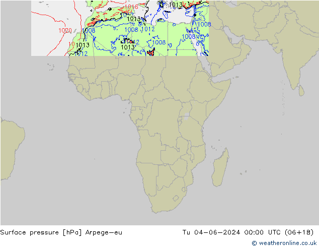 pressão do solo Arpege-eu Ter 04.06.2024 00 UTC