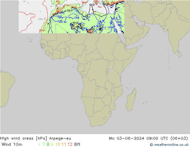 High wind areas Arpege-eu  03.06.2024 09 UTC