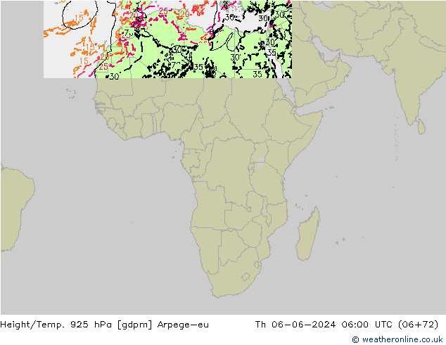 Géop./Temp. 925 hPa Arpege-eu jeu 06.06.2024 06 UTC