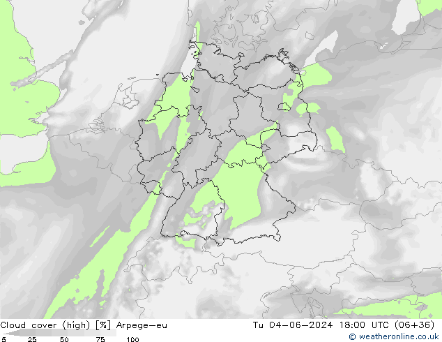 Nuages (élevé) Arpege-eu mar 04.06.2024 18 UTC
