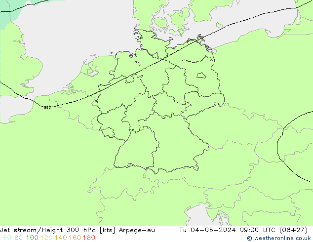 Corriente en chorro Arpege-eu mar 04.06.2024 09 UTC