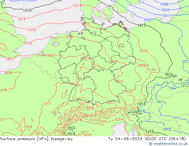 приземное давление Arpege-eu вт 04.06.2024 00 UTC