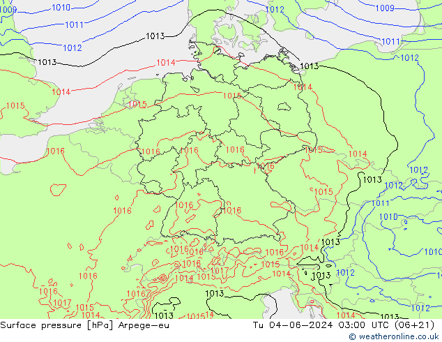 Presión superficial Arpege-eu mar 04.06.2024 03 UTC