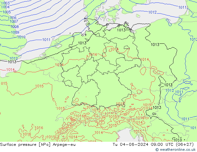 pressão do solo Arpege-eu Ter 04.06.2024 09 UTC