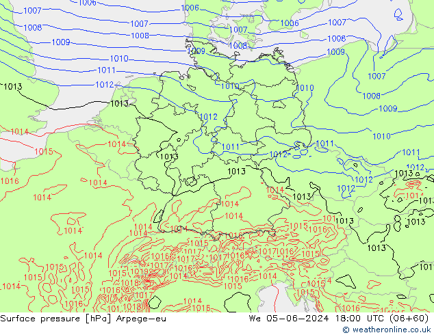 Yer basıncı Arpege-eu Çar 05.06.2024 18 UTC