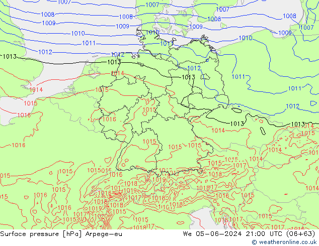 Surface pressure Arpege-eu We 05.06.2024 21 UTC