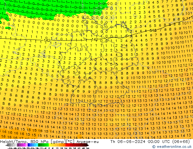 Height/Temp. 850 hPa Arpege-eu gio 06.06.2024 00 UTC