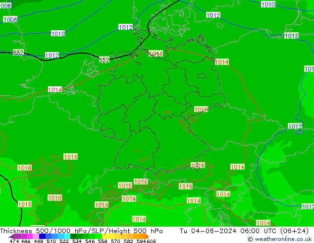 Thck 500-1000hPa Arpege-eu mar 04.06.2024 06 UTC